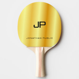 Raquete De Ping Pong Nome Personalizado Faux Dourado Monograma de apar