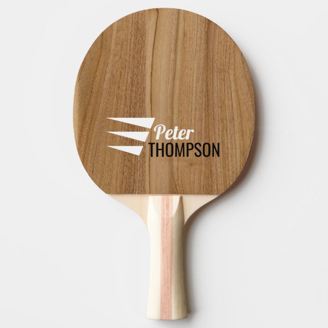 Raquete De Ping Pong nome personalizado moderno de textura de grãos de  (Frente)