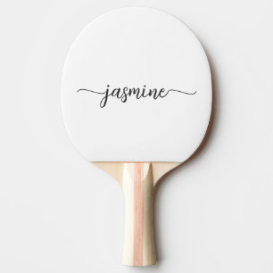 Raquete De Ping Pong Nome Personalizado Moderno em Branco Script de Ass