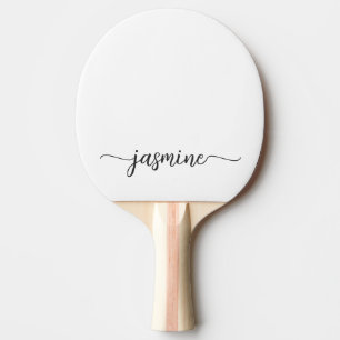 Raquete De Ping Pong Nome Personalizado Moderno em Branco Script de Ass