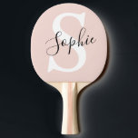 Raquete De Ping Pong Nome Personalizado Moderno Monograma Pastel Rosa<br><div class="desc">Nome Personalizado Moderno Monograma Pastel Rosa</div>