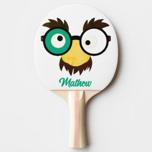 Raquete De Ping Pong Nome Personalizado Moderno Rosto Engraçado Cor do