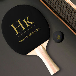 Raquete De Ping Pong Nome Personalizado Monograma Preto