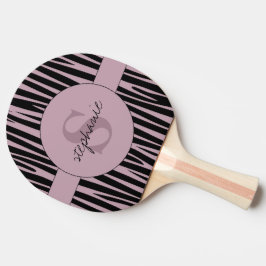 Raquete De Ping Pong Nome Personalizado Padrão de stripes Zebra Monogra