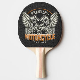 Raquete De Ping Pong Nome Personalizado Pistões Asas Motociclismo Garag