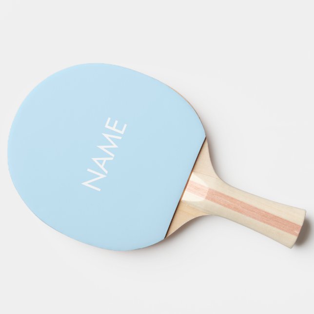 Raquete De Ping Pong Nome personalizado texto monograma azul-claro mini (Lateral)