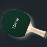 Raquete De Ping Pong Nome personalizado texto monograma verde escuro mi<br><div class="desc">Nome personalizado texto monograma mínimo pino escuro verde e pino branco Ping Pong Paddle</div>