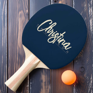 Raquete De Ping Pong Nome Pintado Azul Marinho Profundo Estilo Moderno