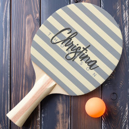 Raquete De Ping Pong Nome Pintado Cinza-Rocha Polo de Meados do Século