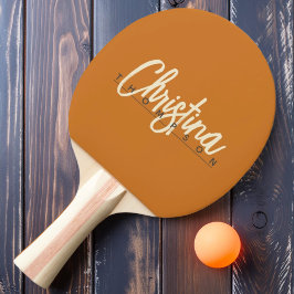 Raquete De Ping Pong Nome Pintado de Mel Queimado em Estilo Moderno de