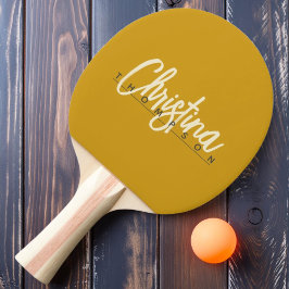 Raquete De Ping Pong Nome Pintado do Ouro Moderno do Século médio Ochre