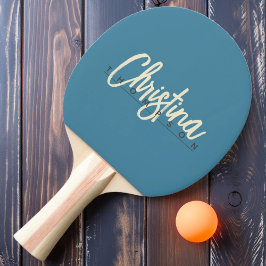 Raquete De Ping Pong Nome Pintado em Água Profunda de Meados do Século 