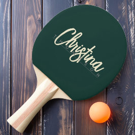 Raquete De Ping Pong Nome Pintado em Verde Sage Moderno de Meados do Sé
