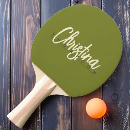 Raquete De Ping Pong Nome Pintado em Verde Salgueiro Moderno de Meados 