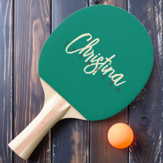 Raquete De Ping Pong Nome Pintado Mid-Century Modern Aqua Beach Breeze