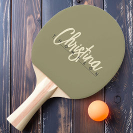 Raquete De Ping Pong Nome Pintado Sage Meadow de Meados do Século Moder