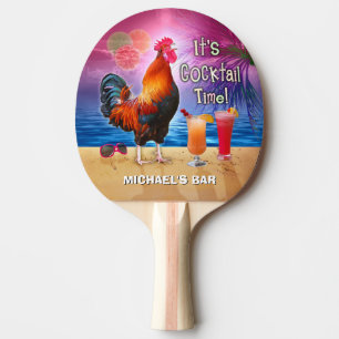 Raquete De Ping Pong Nome tropical da praia do cocktail engraçado da