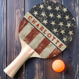 Raquete De Ping Pong Nome Vintage Americano