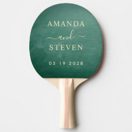 Raquete De Ping Pong Nomes de Casais com Lousa Verde no Casamento