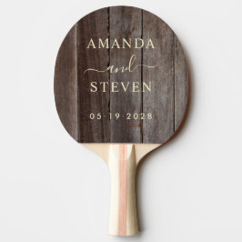 Raquete De Ping Pong Nomes de Casais Vintage Planks com Casamento