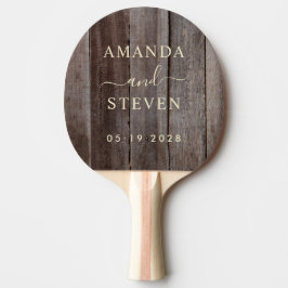 Raquete De Ping Pong Nomes de Casais Vintage Planks com Casamento