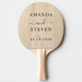 Raquete De Ping Pong Nomes de Casal de White Pine com Data de Casamento
