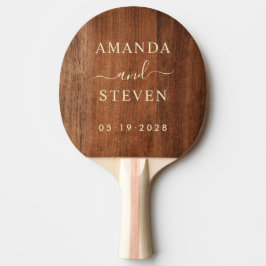 Raquete De Ping Pong Nomes de Casal em Madeira de Noz Rústica com Casam