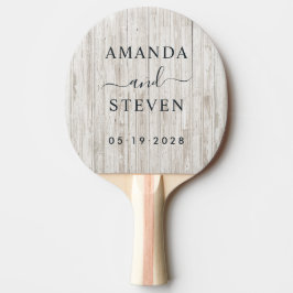 Raquete De Ping Pong Nomes de Casal em Madeira Pintada de Branco com Da