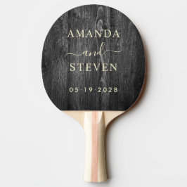 Raquete De Ping Pong Nomes de Casal Madeira Escurecida pelo Tempo com C