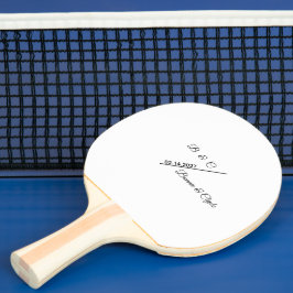 Raquete De Ping Pong Nomes de Par Monograma Personalizado Data Elegante