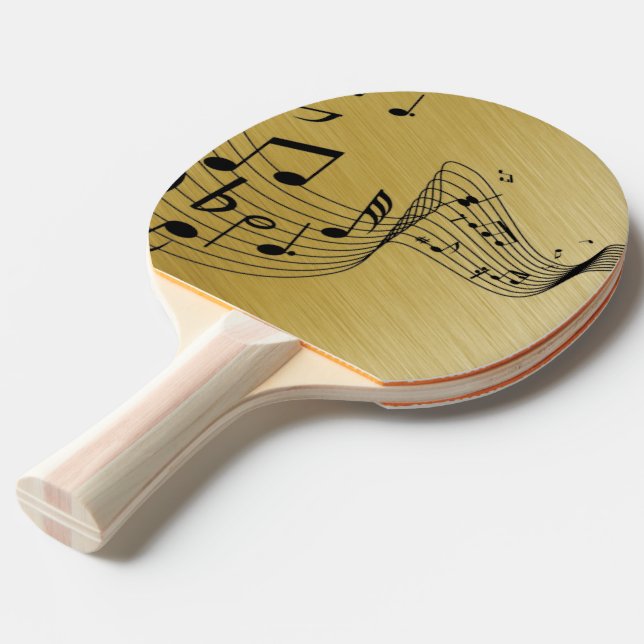 Raquete De Ping Pong Notas de Música Douradas (Frente inclinada)
