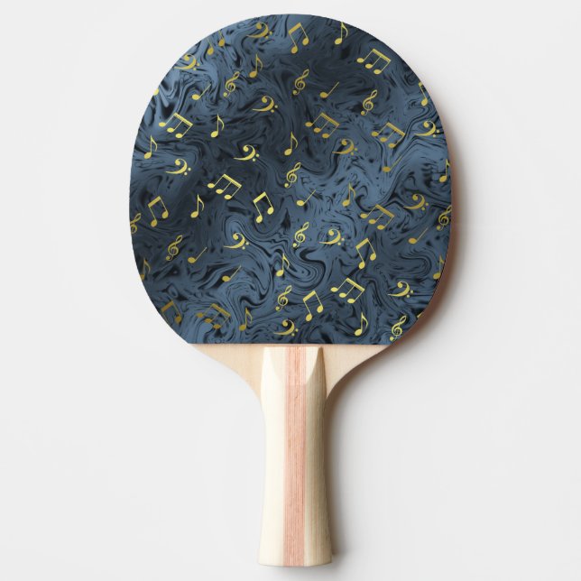 Raquete De Ping Pong notas elegantes de ouro (Frente)