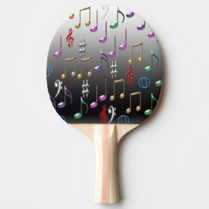 Raquete De Ping Pong Notas musicais coloridas