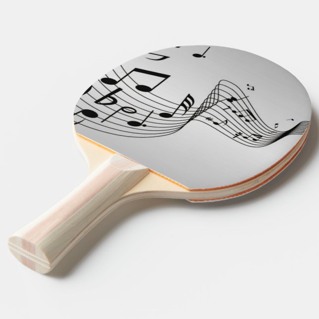 Raquete De Ping Pong Notas Musicais em Prata (Frente inclinada)