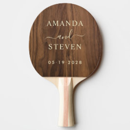 Raquete De Ping Pong Nozes de Madeira Casal Nomes com Casamento