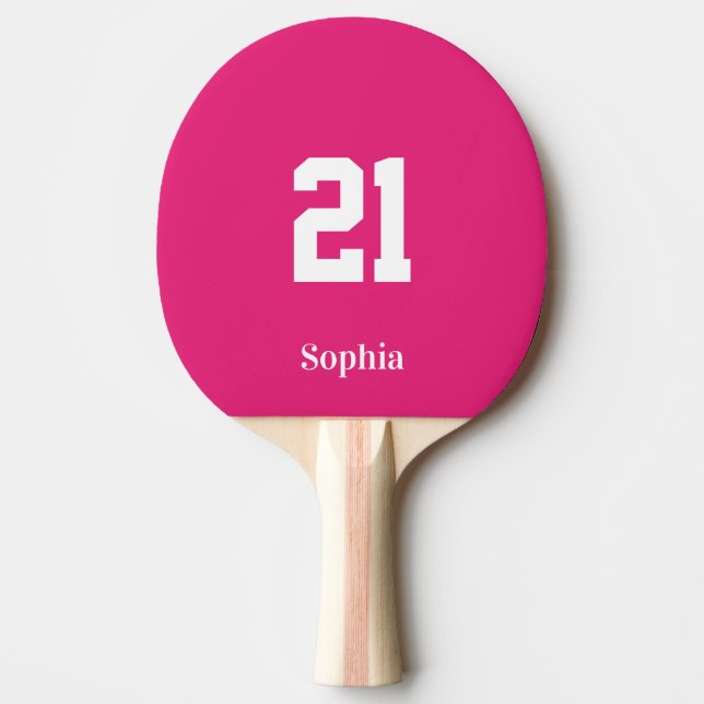 Raquete De Ping Pong Número de Nome Personalizado Rosa (Frente)