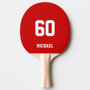 Raquete De Ping Pong Número de Nome Personalizado Vermelho