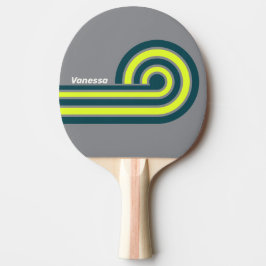 Raquete De Ping Pong Nuvem de Tempestade Retro com Faixas Onduladas no