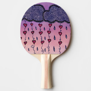 Raquete De Ping Pong Nuvens, corações e gotas de chuva