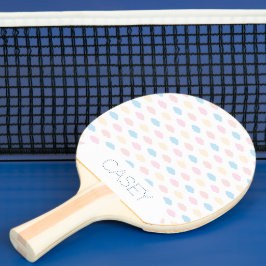 Raquete De Ping Pong Nuvens de Cores Pastéis Rosa Azul Amarelo Moderno.