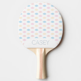 Raquete De Ping Pong Nuvens de Cores Pastéis Rosa Azul Amarelo Moderno.