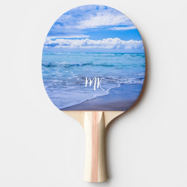 Raquete De Ping Pong Nuvens do Céu Azul Oceano Personalizadas (Frente)