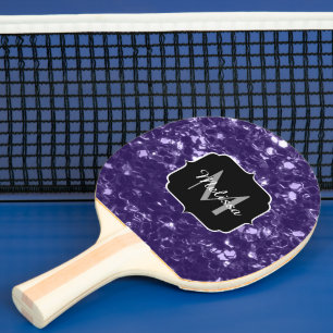 Raquete De Ping Pong O brilho roxo ultravioleta escuro sparkles