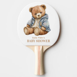 Raquete De Ping Pong O Convite Ao Chá de fraldas Do Urso De Teddy Pode