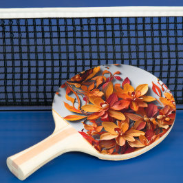 Raquete De Ping Pong O Design de Padrão Floral Laranja