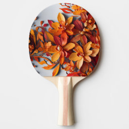 Raquete De Ping Pong O Design de Padrão Floral Laranja