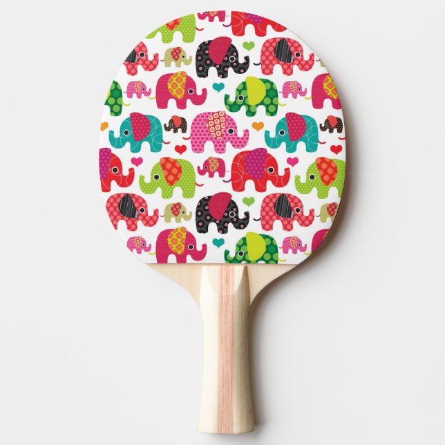 Raquete De Ping Pong o elefante retro caçoa o papel de parede do teste (Frente)