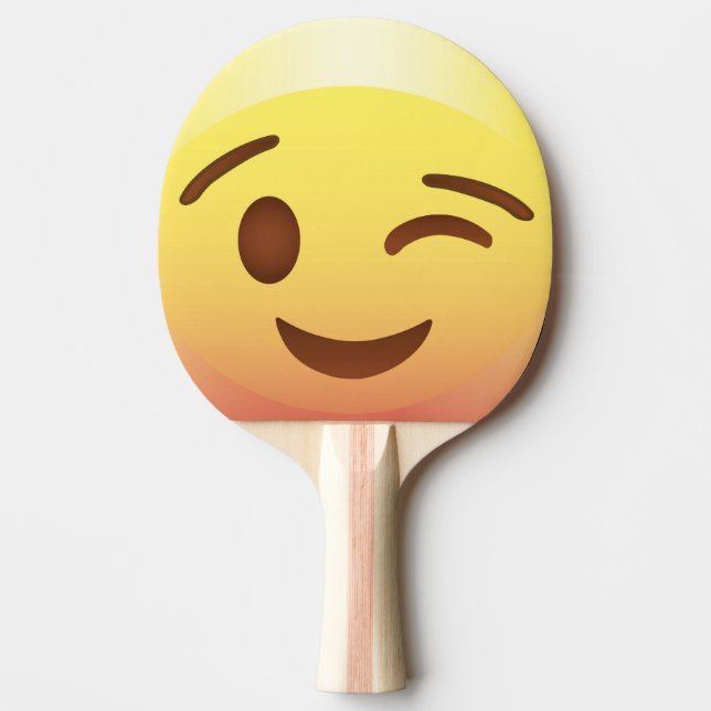 Raquete De Ping Pong O piscar os olhos Emoji feliz enfrenta a pá de (Frente)