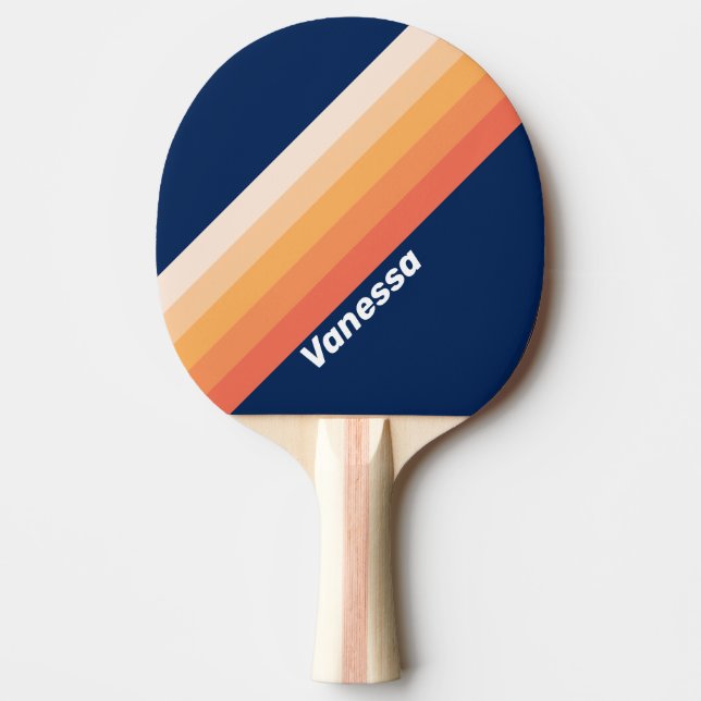 Raquete De Ping Pong Ocean Sun Fall Stripes with Name (Frente)