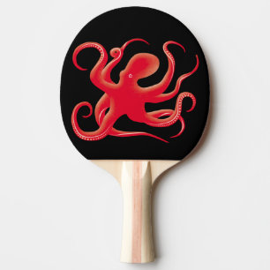 Raquete De Ping Pong Octopus de arte de vetor vermelho simples